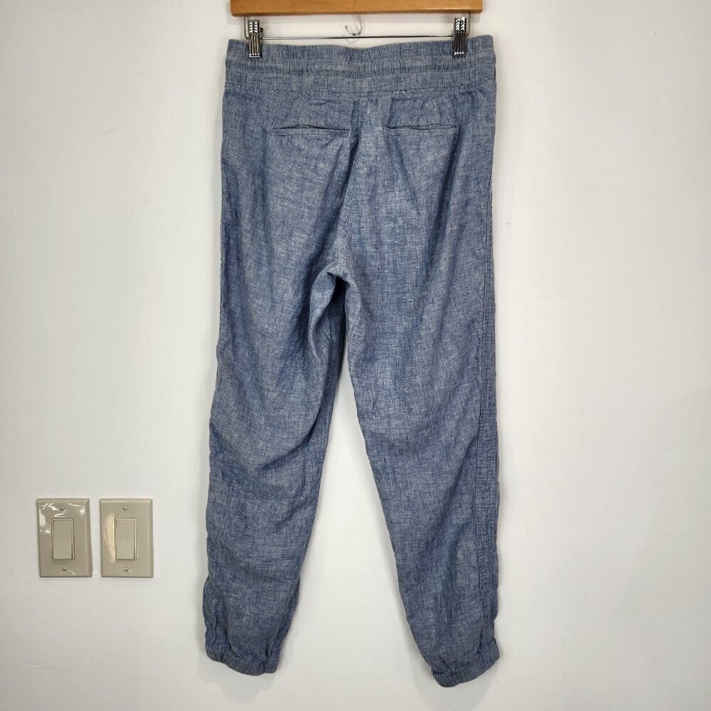 Athleta Cabo 100% Linen Jogger‎ Pants Womens 6 Blue Pull On Casual High Rise - Picture 2 of 10